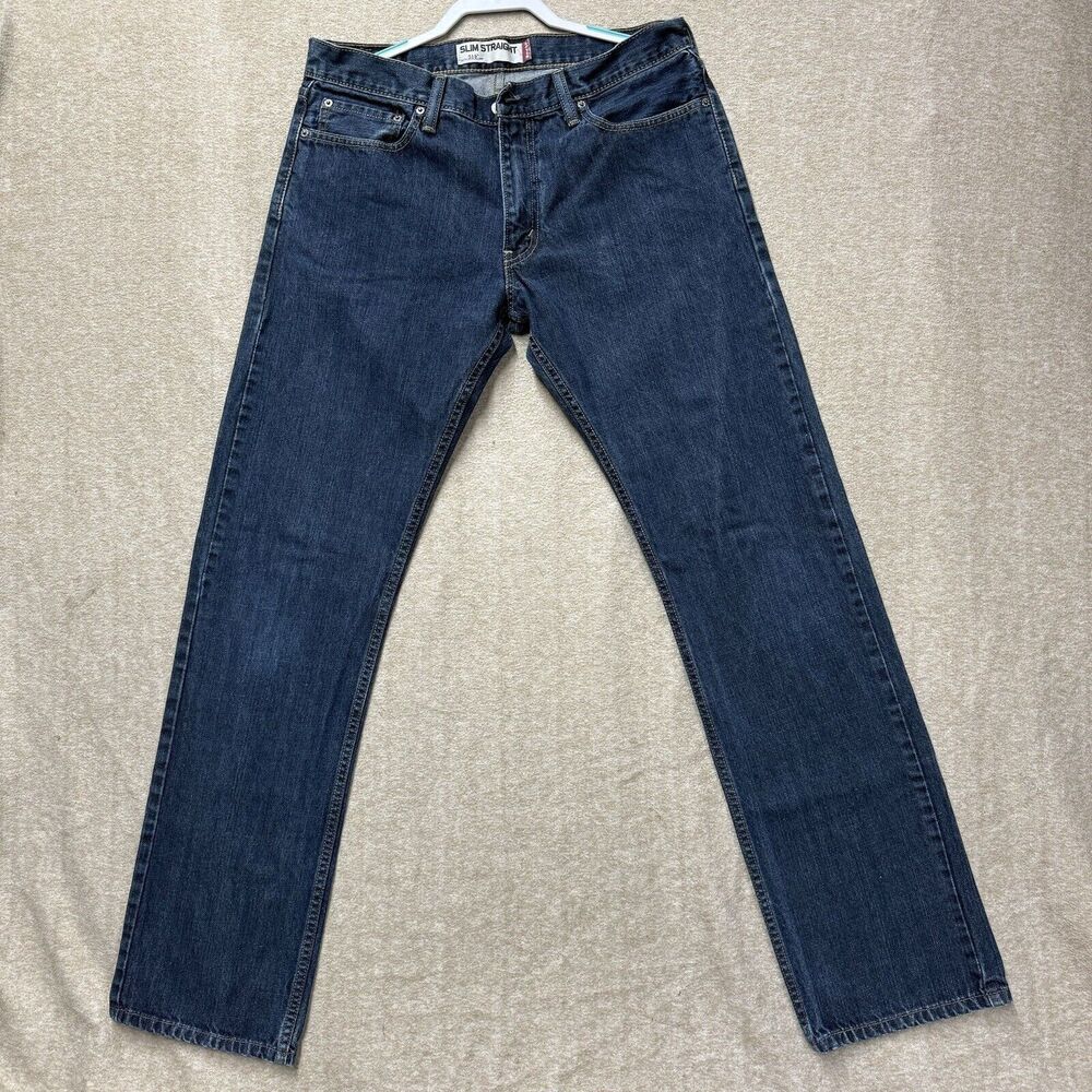 Levis Jeans Mens 34x34* Blue 514 Straight American Workwear Dark Wash Denim